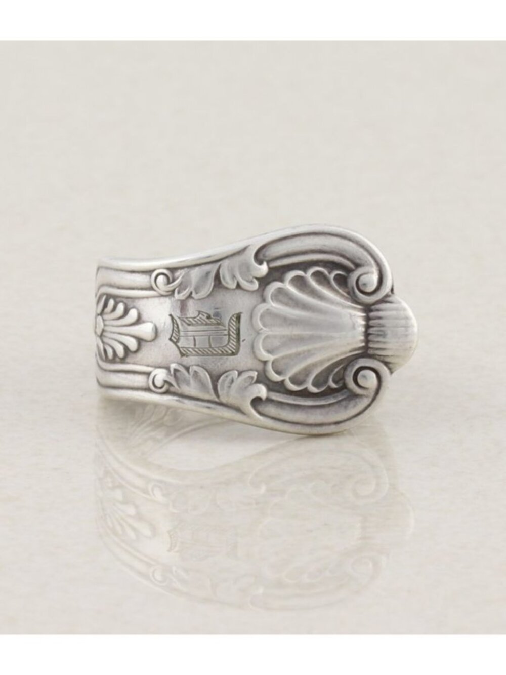 Sterling Silver Scallop Seashell Letter D Spoon Ring Size 6